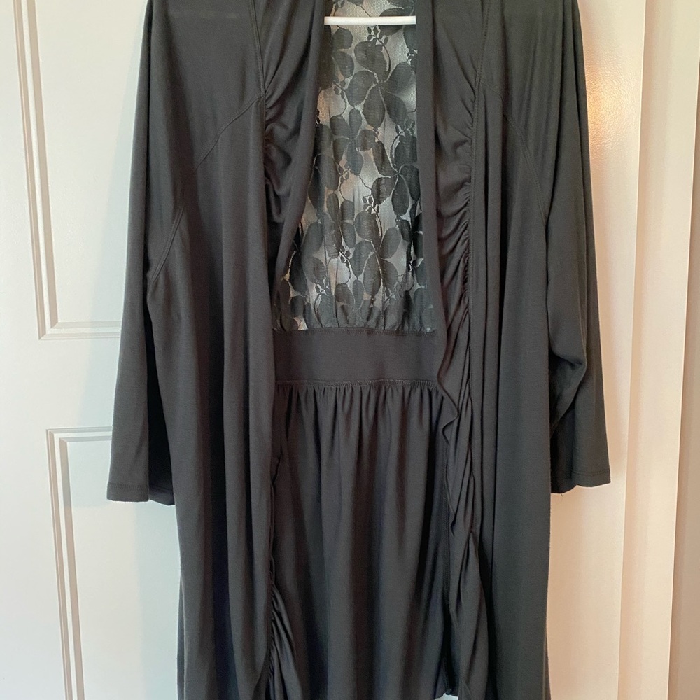 Open front, lace back gray cardigan 22/24
